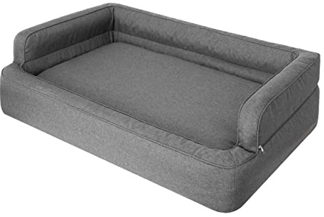 DOGGY Hundebett, Katzenbett, Hundesofa, Abnehmbar Bezug, Hundekorb, Hundekissen, Möbel für Tiere, Hundeliege, Schlafplätze, XL: 96x62 cm, Graphit