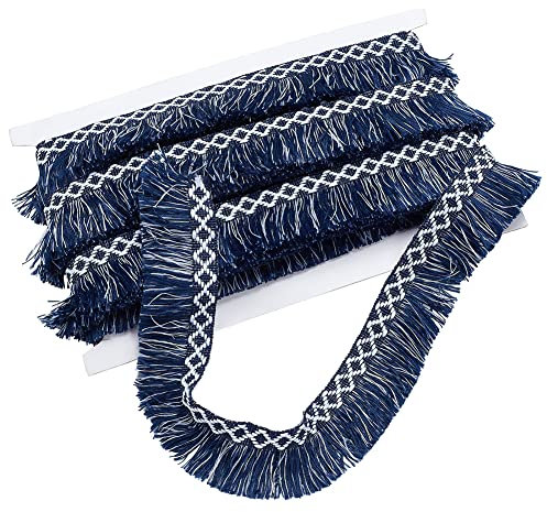 BENECREAT 11 Yard/10 m Ethno-Stil Zum Nähen von Fransen, 2 Farbe Polyester Quaste Rautenmuster Fransenbesatz Für Drapierung Vorhang Kissen Teppich Fransen Regenschirm Dekorativ