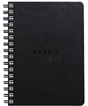 Rhodia 116181C - Rhodia Touch Spiralalbum Mixed Media Book, Doppelspirale, DIN A6 Hochformat, 32 Blatt Paint'ON-Papier extraweiß 250g, ideal für Mischtechniken und Kunst, Schwarz, 1 Stück