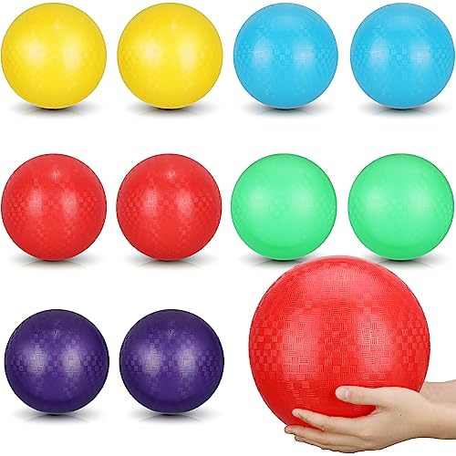 Jerify Dodgeball - Juego de 10 pelotas inflables coloridas de PVC para niños y adultos en juegos, gimnasio, ejercicios de yoga, suministros de fiesta escolar