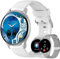 Dachma Amoled smartwatch rotondo – Android da donna con funzione Whatsapp, funzione telefonica, argento, telefonare con assistente vocale, funzione di chiamata con 3 cinturini