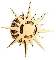 Broche en acier inoxydable plaqué or soleil soleil pour homme, émail, gem na
