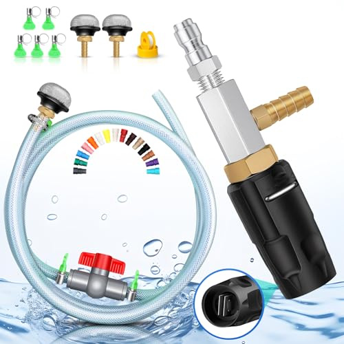 Upgraded Adjustable Pressure Washer Long Range Nozzle Kit.4-4.5 GPM. Spraying Distance up to 40ft for Safe High-Place Cleaning. Includes 15FT Hose,Shut-Off Valve.Filter.Reducing Downstream Corrosion.