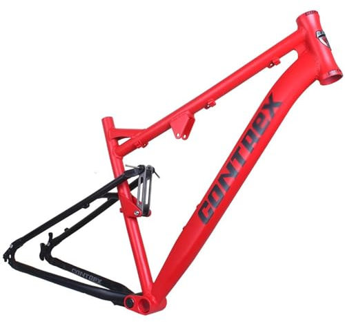 DHNCBGFZ Federung MTB-Fahrradrahmen 27,5er 26er Aluminiumlegierung Scheibenbremse MTB-Rahmen 19'' Schnellspannachse 135mm(Rosso,27.5x19)