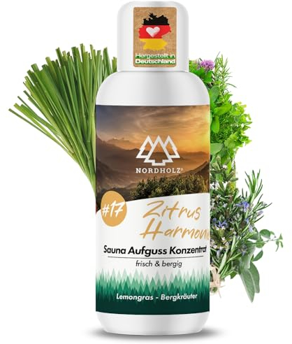 NORDHOLZ® Saunaaufguss [54 Sorten 15ml, 100ml, 250ml] - Sauna Aufgussmittel für intensive & erholsame - Sauna Zubehör (#17 Zitrus Harmonie, 100ml)