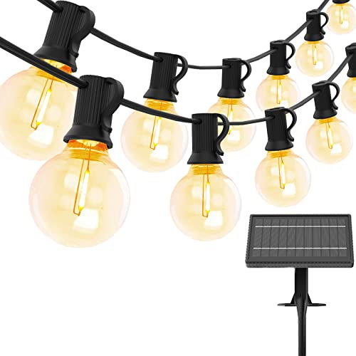 Yuucio Solar Festoon Lights - 50FT Globe Bulb String Lights With 25+1 Shatterproof Bulbs, Waterproof For Outdoor, Garden, Terrace, Party