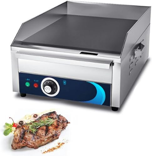 Griglia Commerciale in Acciaio Inossidabile per Barbecue Barbecue Ristorante 220~240 V Spina UE, Bistecchiera 50℃ a 250℃ Griglia Professionale con Temperatura Regolabile per Casa Ristorante,24p-1pc