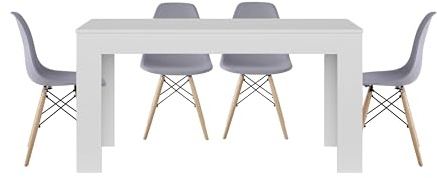 S & S SALDOS Y STOCKS Pack Mesa Extensible de Comedor o Cocina + 4 Sillas Estilo Nordico