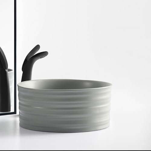 Badezimmer-Waschbecken, Waschbecken Über Der Theke, Keramik-Shampoo-Becken, Kratzfestes Waschbecken Mit Abwasserrohr, Leicht Zu Reinigen For Kleine Wohnungen, Zuhause, Hotels (Farbe : Gray C, Größe
