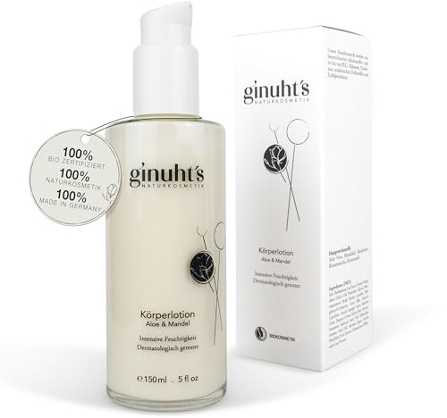 ginuht´s NATURKOSMETIK Körperlotion 100% Bio samtiges Hautgefühl | Auch für Kinder & Kleinkinder geeignet | Intensive Pflege mit Aloe Vera & Mandel