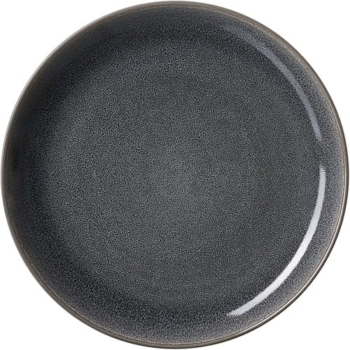 Ritzenhoff & Breker Toledo Dessertteller, 21 cm, Runder Frühstücksteller mit Farbverlaufstruktur, Reaktivglasur, Steinzeug, Dunkelgrau