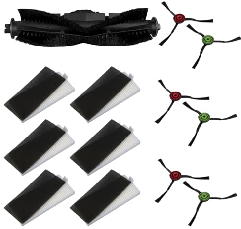 MIRTUX Pack de Accesorios Compatible con Robot Aspirador Cecotec Conga Series Eternal Laser - Kit de Recambios Completos - Incluye 1 Cepillo Principal, 6 Filtros y 6 Cepillos Laterales