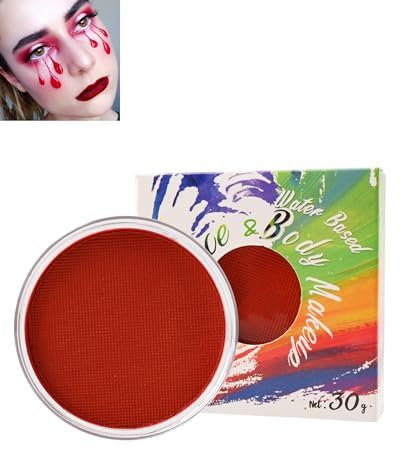Face Paint 30g Pintura Corporal rojo al Agua Maquillaje Profesional Face painting, Pintura Corporal Teatral Segura Lavable para Halloween Carnaval Cosplay Navidad Fiesta Maquillaje