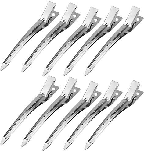 24 Piezas Pinzas Pelo Peluqueria, Metal Horquillas de Plata, 9 cm Pinzas Para El Cabello De Pico De Pato, Pinzas Para Rizos De Cocodrilo, Suministros De Peluquería Profesional