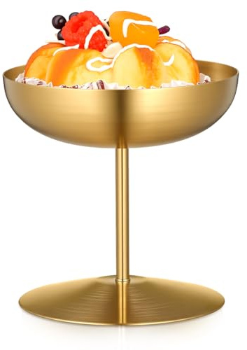 Alipis Edelstahl Eisschale Mit Hohem Fuß, Goldene Desserttasse FüR Partys Und Heimdekoration, 10.5Cm