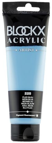 Blockx 60225BXC Acrylique Fine transparentee et Satinée -Fluo - Bleu Pigment fluorescent - 120ml