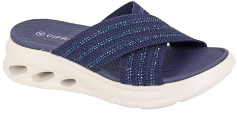 Cipriata L657NC-6 Womens Cross Over Mule Navy Blue size 6