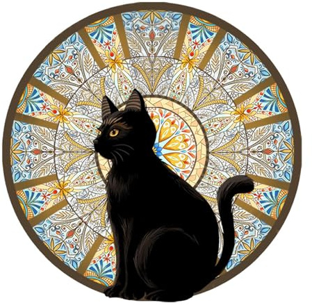 Mwqpgyh Wandaufkleber mit Katzen-Motiv, wasserdicht, rund, 2 x Kunstaufkleber für Kinderzimmer, Schlafzimmer, Wohnzimmer, Klassenzimmer