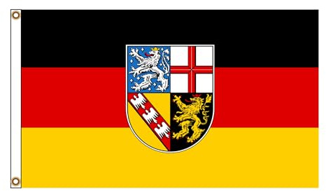 PinkDisplay Deutschland Saarland flagge Funny Tapestries Polyester full color 3x5ft (90x150cm) Headtape mit Ösen und Double Stitched für Feiern