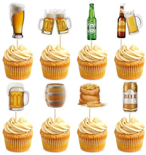 Blumomon 32Stk Bier Torten Topper Bierkrug Kuchen Topper Oktoberfest Torten Dekorationen für Cheers und Biere Geburtstagsfeier Partie Dekorationen Versorgung Bierfest Party Dekoration