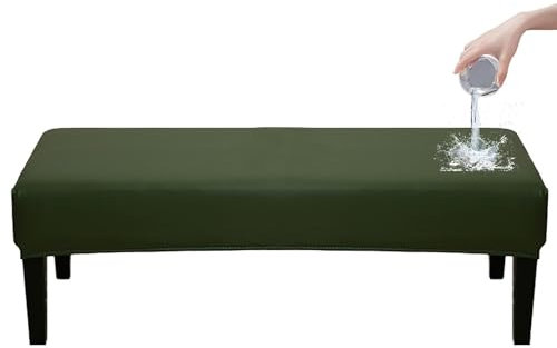 Wasserdicht Universal-Bezug für Esszimmer-Bank, Stretch PU Leder Bezug für Sitzbank Holzbank Schonbezug Bezug Für Fußhocker Bank Sitzbank Hocker Husse Flurbank Stuhlhusse Sofabank Bezüge(Dunkelgrün,15