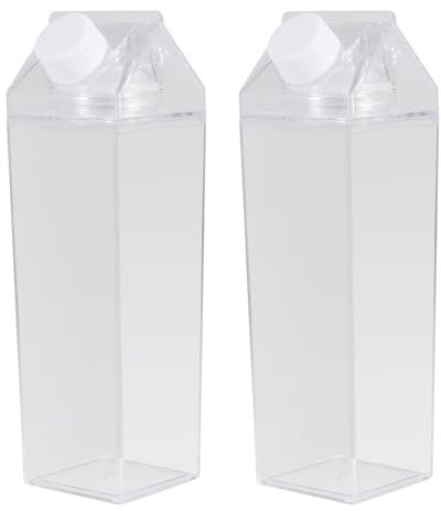 Agwuoetr 2 STÜCKE Klare Quadratische Milch Saft Wasser Flasche Tragbarer Plastik Becher Milch Karton Wasser Flasche Draussen Camping Trinken Wasser Becher B