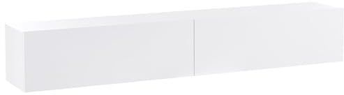 Meuble TV Mural Minimaliste Etagère de Rangement Multimédia 180 cm en Panneau Particules de Bois Blanc Gladstone