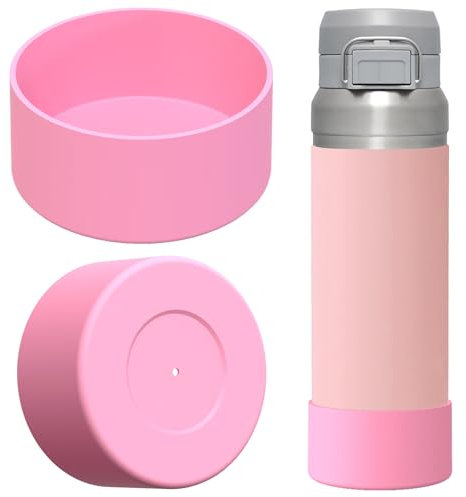 Linkidea 2 Pack Water Bottle Boot Compatible with Stanley Quick Flip GO 36oz, Silicone Waterbottle Bottom Bumper Protector (Light Pink)