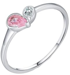 Homxi Damen Hochzeitsringe Ringe 14K Weißgold, 3x5mm Wassertropfen mit Kreierter Morganit, Verlobungsring Damen Ring Silber Größe 54 (17.2)