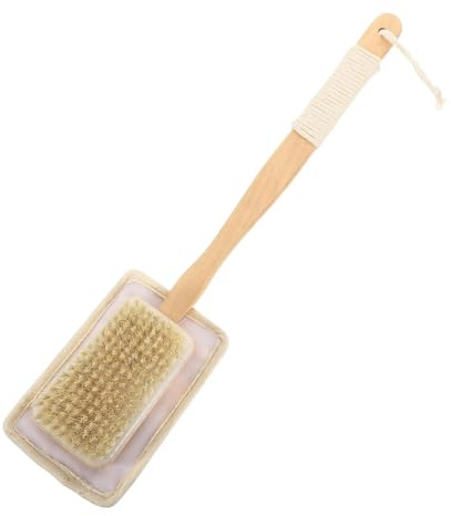 Sionhiuo Luffa avec Poignée,Brosse de Dos pour Douche avec Long Manche en Bois Luffa | Gommage Nettoyage Corporel Profond Éponge Naturelle Pour