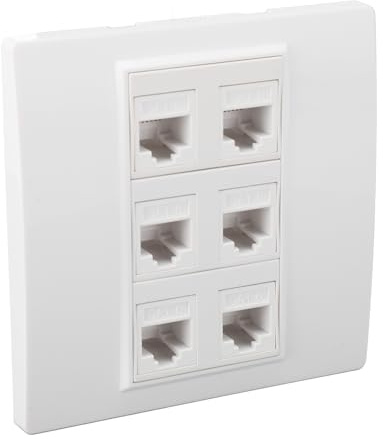 Sxhlseller Cat 6-Ethernet-Wandplatte, Ordentliche und Schöne 6-Port-Buchse auf Buchse, Ethernet-Wandplatte für Cat6 6a 5 5e-Geräte, ABS-Material für Zuhause