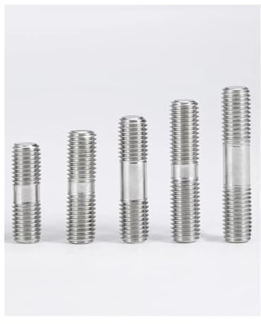 Edelstahl-Doppelgewinde, Stehbolzen, M3 M4 M5 M6 M8 M10 M12 M16 304 Stahl-Kopfschrauben, Schraubenstange, Zahnstange, Doppelkopfstange(M6-5pcs,45mm)