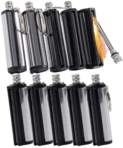 10-Pack Permanent Match Lighter - Waterproof Keychain Survival Tool Compatible with Camping, Candles & Emergency Use