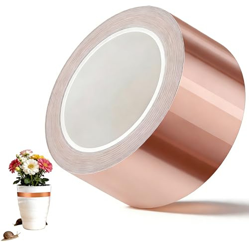 HuaCommerce Kupferband Gegen Schnecken 50mm x 20m – Robuster Schneckenzaun für Hochbeet & Garten, Selbstklebende Kupferfolie als effektive Schneckenabwehr, Ideal auch als EMI Kapton Abschirmband
