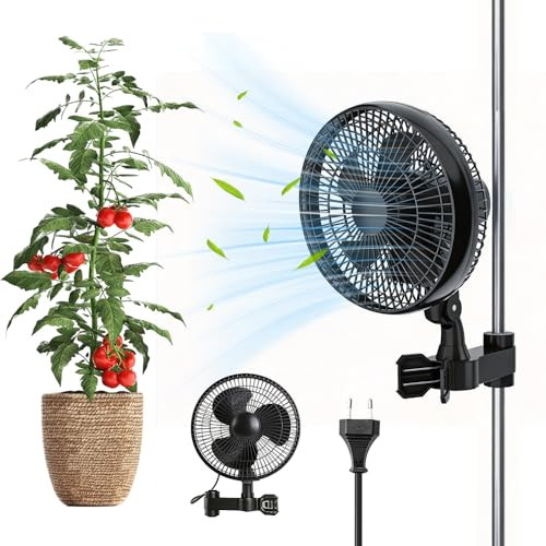 Wxeadu Grow Ventilatore con clip, ventilatore a 2 velocità, ventilatore oscillante per il fissaggio su aste Grow Tent, ventola silenziosa, perfetto per tenda Grow Tent