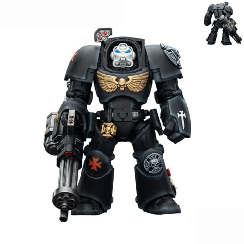 JOYTOY Warhammer 40.000 Black Templars Terminator 3 with Power Fist and Assault Cannon Hochdetaillierte Gelenkfigur Actionfigur – Sammlerstück Geburtstage!