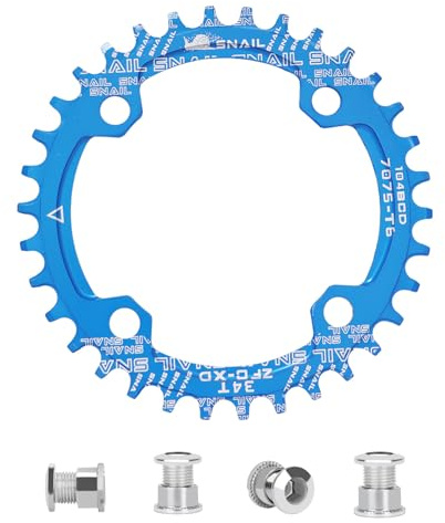 BCD de 104 mm de ancho y disco único de dientes estrechos 32T/34T/36T/38T | Aluminio plato dientes estrechos anchos Incluye 4 pares de tornillos Adecuado para Bicicletas de montaña, Bicicleta BMX MTB