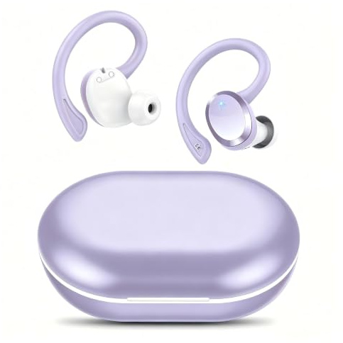 Cuffie Bluetooth, senza fili, Bluetooth 5.4, per sport, 68 ore di autonomia, con 4 microfoni ENC con cancellazione del rumore, bassi profondi, impermeabili IP7, indicatore LED per lavoro/studio