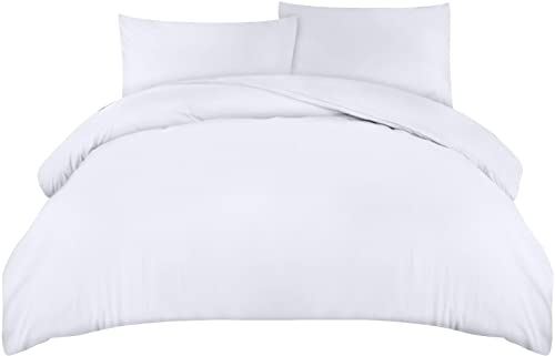 Utopia Bedding Bettwäsche Set - Mikrofaser Bettbezug 230x220 cm + 2 Kissenbezüge 50x75 cm - Weiß