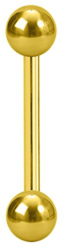 Piersando Piercing Stecker Stab Echt Gold 585 14 Karat für Zungenpiercing Intimpiercing Ohrpiercing Zunge Intim Oral Ohr Tragus Helix Nippel 1,2mm x 6mm x 3mm