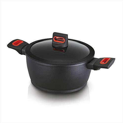 Beka Kochtopf induktion 24cm, aluguss Topf beschichtet mit Glasdeckel, 3,6l, mit hitzeabweisenden Griffen aus Kunststoff, schwarz, Energy Kollektion