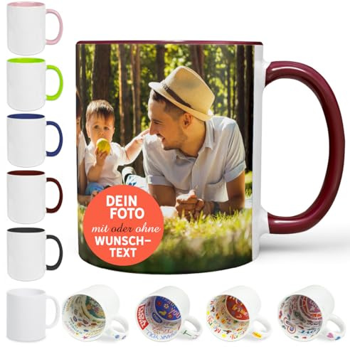 Sunnywall Fototasse Keramik Tasse Kaffeebecher Kaffeetasse selbst gestalten | Keramikbecher 330 ml spülmaschinengeeignet für Kaffee Tee Büro Alltag mit Motiv und Namen personalisierbar