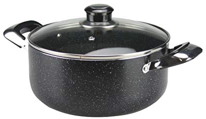 Mastercook Non Stick Casserole with Glass Lid 26cm - 6L Marble Finish Heavy Duty Round Ceramic Non Stick Coating Aluminium Casserole Pot Pan Dish with Double Bakelite Handles (26cm - 6L)