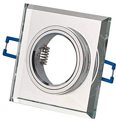Einbaurahmen Verspiegelt eckig für Einbaustrahler aus Glas - Rahmen 90x90 für GU10 MR16 Leuchtmittel - 75mm Bohrloch Deckenstrahler Strahler Einbauspot Einbauleuchte