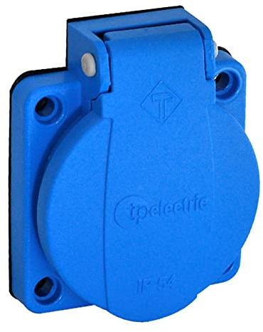 TPelectric Prise Schuko 16 A IP54 avec clapet (Bleu)