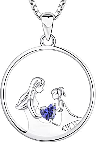 YL Mutter und Tochter Halskette 925 Sterling Silber Dezember Geburtsstein Tansanit Zirkonia Anhänger Halskette Geschenke für Mutter Frauen, 45-48 CM
