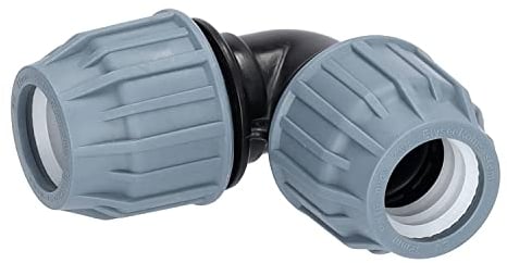 STEMAX-Wassertechnik: PP-Klemmverbinder, Winkel 90° klemm x klemm, PN16, Trinkwasserzertifiziert, DVGW, Größe: 32mm x 32mm