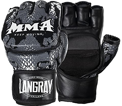 LangRay MMA Handschuhe, Boxhandschuhe Damen Männer, Sparringhandschuhen Punchinghandschuhe Grappling Training Gloves für Kickboxen Kampfsport Muay Thai Karate UFC Handschutz,M
