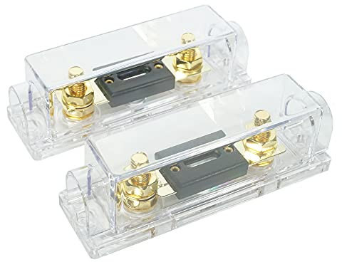 RED WOLF 150Amp Car Radio Audio ANL Fuse Block Holder Fusible Distribution Block 0/2/4 Gauge In Out for Trolling Motor ATV Trailer Inverters and Video System 2 PCS, Gold Plated