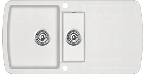 Susany Fregadero de Cocina Fregadero Senos,8# con Dos Senos de Granito Blanco